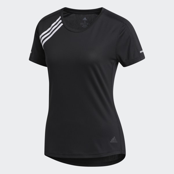 3-Stripes_Run_Tee_Black_FK1602_01_laydown Maicë Për Femra ADIDAS FK1602