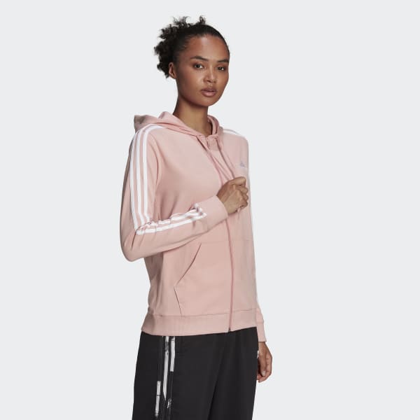 Essentials_Single_Jersey_3-Stripes_Full-Zip_Hoodie_Pink_HC9251 Duks Për Femra ADIDAS HC9251
