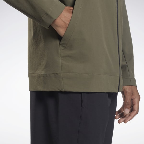 Performance_Woven_Zip_Up_Hooded_Jacket_Green_H44117_06_detail Jakne Për Meshkuj REEBOK H44117