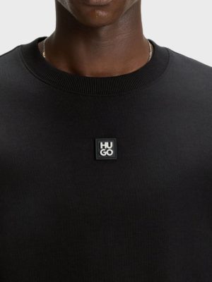 Hugo logolu strec pamuklu relaxed fit bisiklet yaka erkek sweat 50533689 002 siyah 3116190 60 B