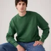 Levis sweatshirt masculino authentic crewneck sweatshirt a9244 0036 garment dye dark green