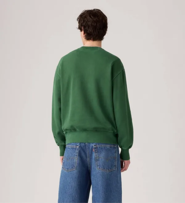 Levis sweatshirt masculino authentic crewneck sweatshirt a9244 0036 garment dye dark green