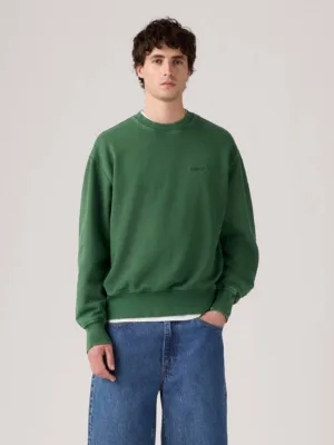 Levis sweatshirt masculino authentic crewneck sweatshirt a9244 0036 garment dye dark green